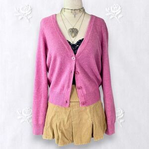Talbots Romantic Coquette Super Soft Pink Lambswool Angora Rabbit Hair Cardigan